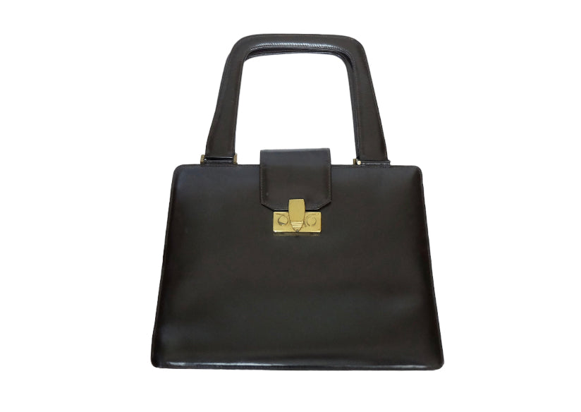 Art Deco Brown Leather Handbag